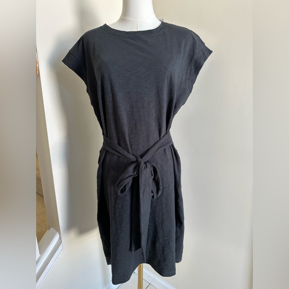 NWT JCrew Black Mini Tie Dress- Large - Picture 4 of 12